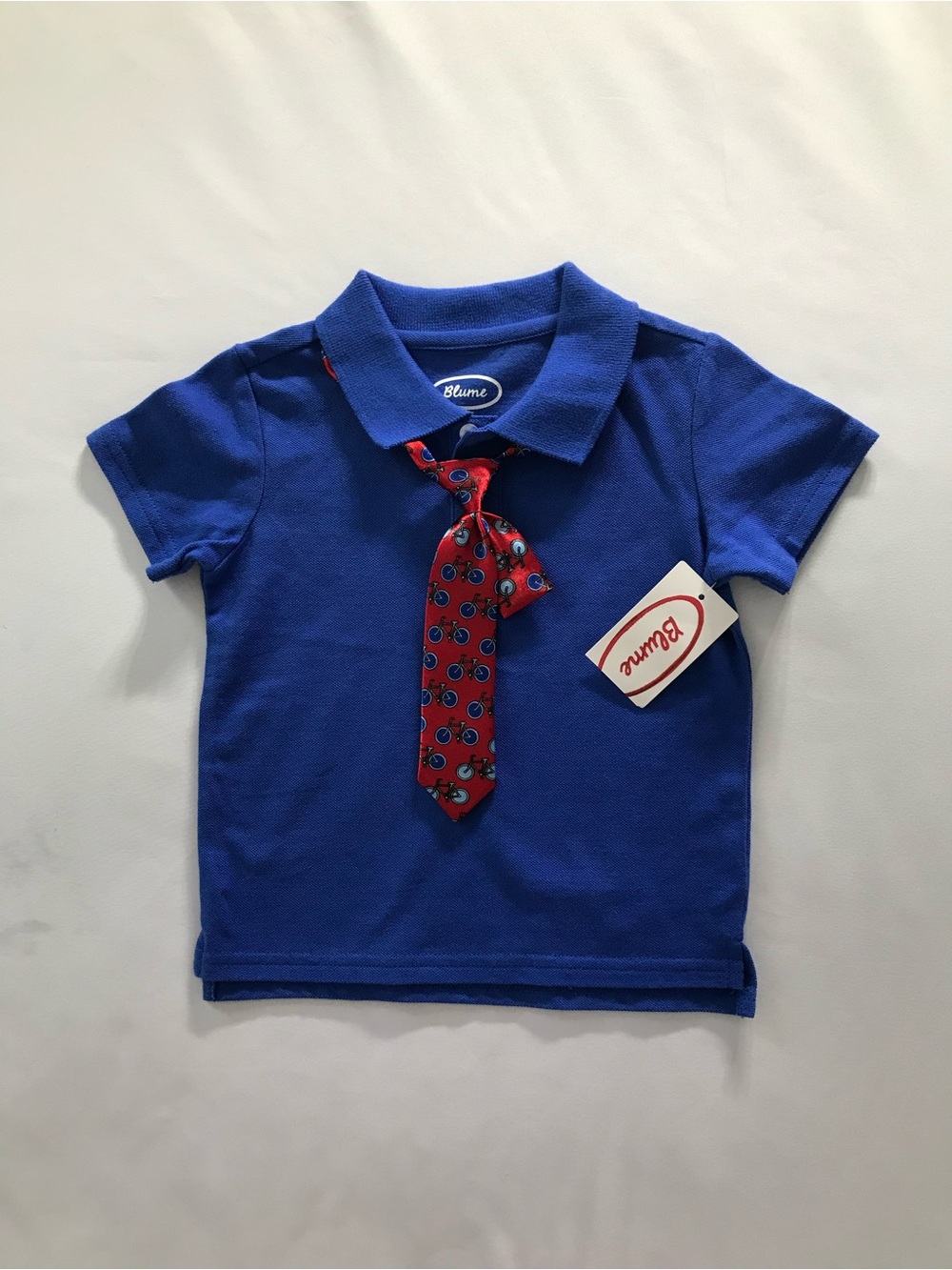 Blume Boys' Royal Blue Polo with Red Tie Detail